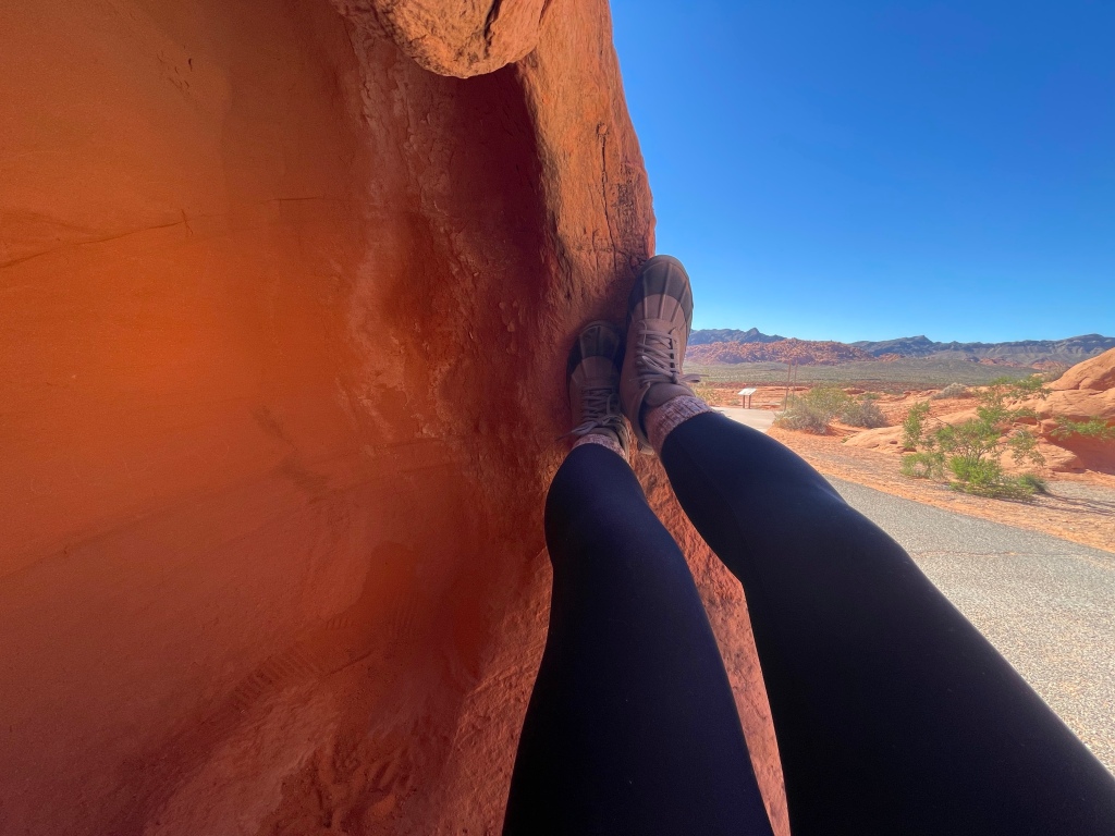 Shoes and legs of woman at Valley of Fire State Park